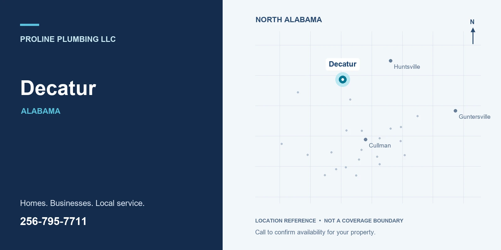 Location reference map highlighting Decatur in North Alabama
