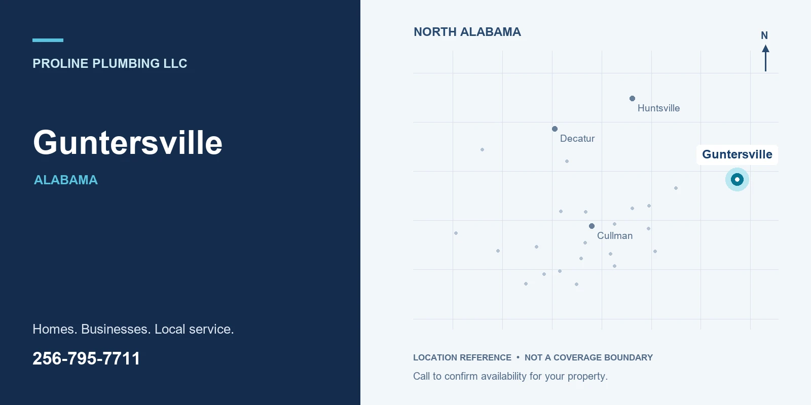 Location reference map highlighting Guntersville in North Alabama