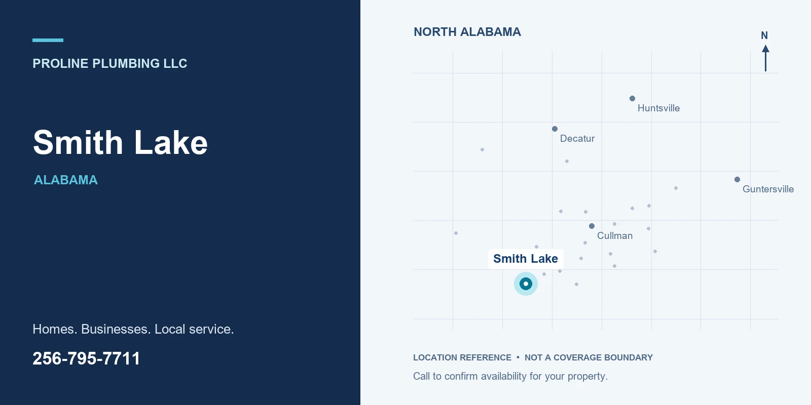 Location reference map highlighting Smith Lake in North Alabama